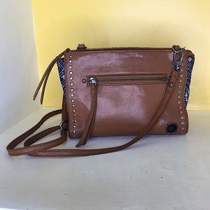 THE SAK Leather and Blue Tapestry Crossbody